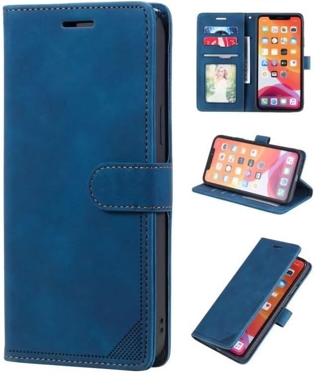 Compatible Avec Huawei P30 Lite Etui Portefeuille Housse En Pu Cuir Avec Fentes Pour Cartes, Fonction De Support Magnétique Antichoc Rfid Blocage À Rabat Etui-Bleu