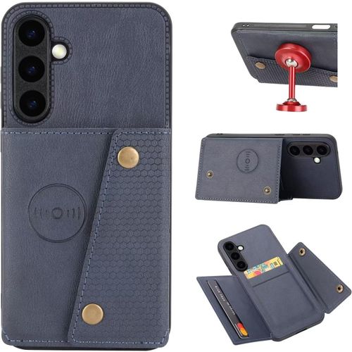Compatible Avec Coque Samsung Galaxy S24 Plus, Etui En Cuir De Téléphone Avec Emplacement De Cartes Coque+Film De Protection D?Écran Téléphone Portable Stand Housse-Bleu