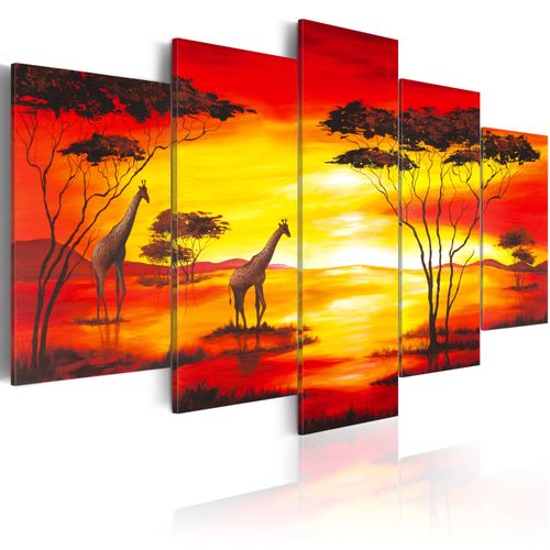 Tableau Tableau africain et ethnique Girafes au coucher du soleil 100 x 50 cm