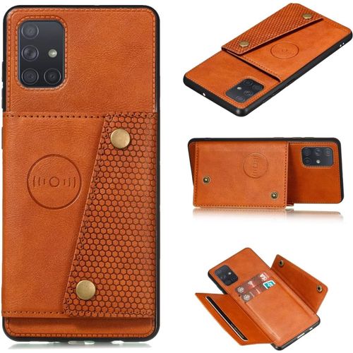 Compatible Avec Coque Samsung Galaxy A71 4g, Etui En Cuir De Téléphone Avec Emplacement De Cartes Coque+Film De Protection D?Écran Téléphone Portable Stand Housse-Marron