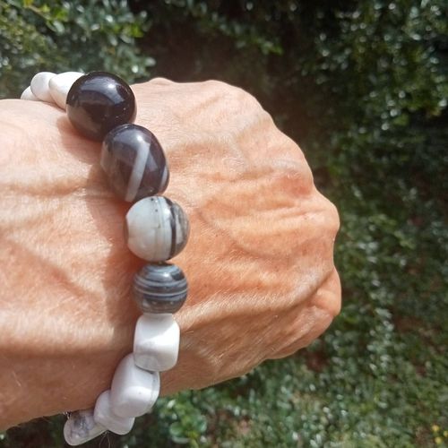 Bracelet Agate Oeil Et Howlite Naturelle