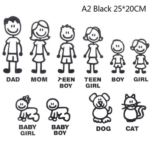 Autocollant En Vinyle Auto Adhésif Pour La Famille, Découpé, En Mousse, Pare Choc Pour Fenêtre De Voiture, Claquettes Amusantes Pour La Famille, Chien, Chat, Bébé, Enfants, Nouveau, Bricolage