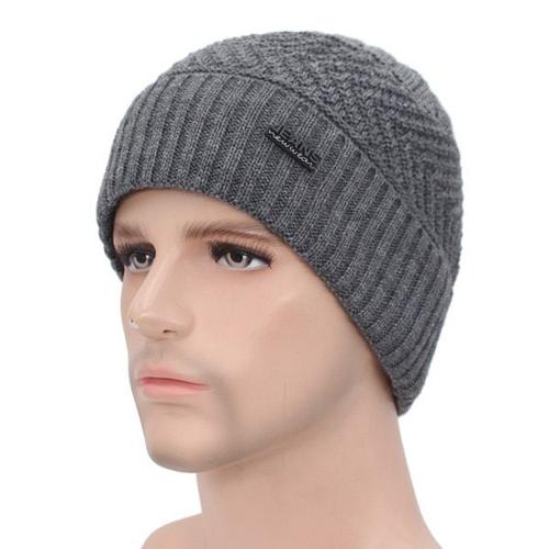 chapeau gris - Bonnet Skullies tricoté pour homme et femme, cache-nez,  chaud, pour l'hiver
