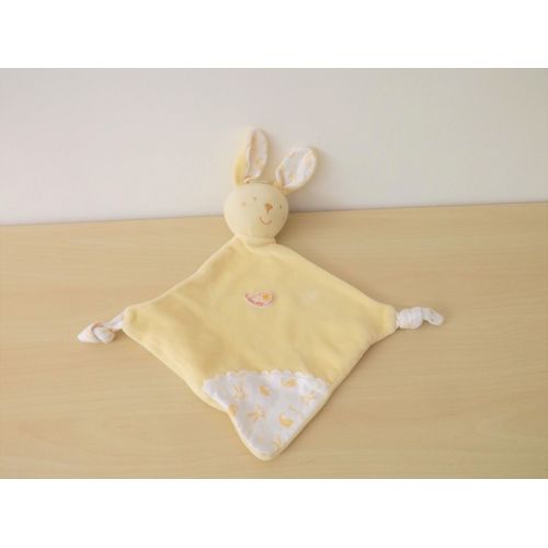 Doudou Lapin Blanc Jaune Sucre D'orge