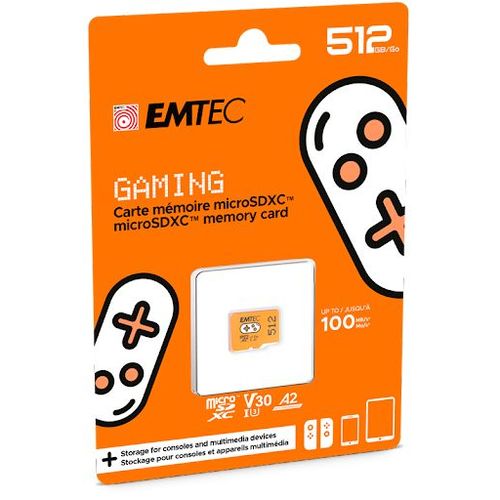 EMTEC Gaming - Carte mémoire flash - 512 Go - A2 / Video Class V30 / UHS-I U3 - microSDXC UHS-I - orange