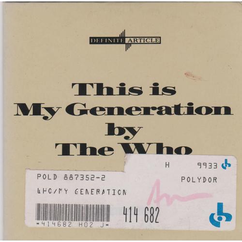 C D Single  The Who  My Generation / Substitute / Baba O'riley / Behind Blue Eyes  1988 (U.K.)