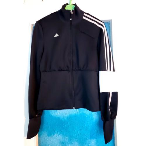 Adidas - Blouson Veste Modèle Cintré Rare Street Noir Bandes Blanches Taille 42/F
