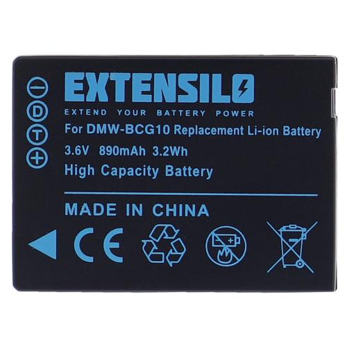EXTENSILO 1x batterie compatible avec Panasonic Lumix DMC-3D1, DMC-TZ10, DMC-TZ18, DMC-TZ20 appareil photo, reflex numérique (890mAh, 3,6V, Li-ion)
