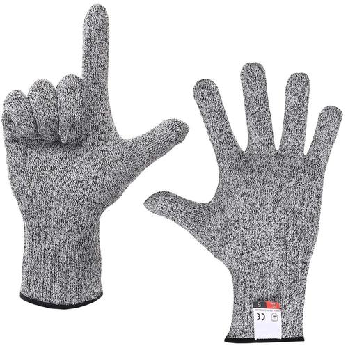 Taille XL Gris noir Gants résistants aux coupures en toute sécurité, Protection de niveau 5, pour la découpe de viande en cuisine, sculpture sur bois, 1 paire