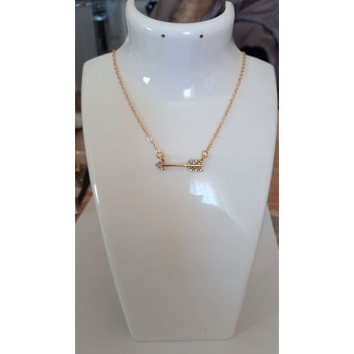 Collier Pendentif Flèche Coloris Doré Strass