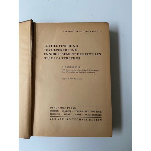 Technical Dictionary Of Textile Finishing - Textilveredlung - Ennoblissement Des Textiles - отделка Текстиля
