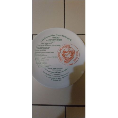 Rare Assiette Limoges Club Gastronomique Prosper Montagne 15 Octobre 1984
