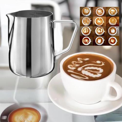 Mousseur inox pichet vapeur guirlande tasse 350ml pour Machine à expresso, mousseur à lait café et cafetière à Latte