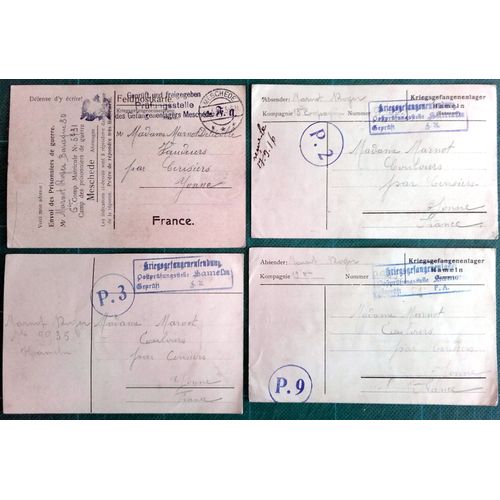 14-18 : Lot De 4 Cartes-Lettre Des Camps De Prisonniers De Meschede Et De Hameln En Allemagne (1915-1916)