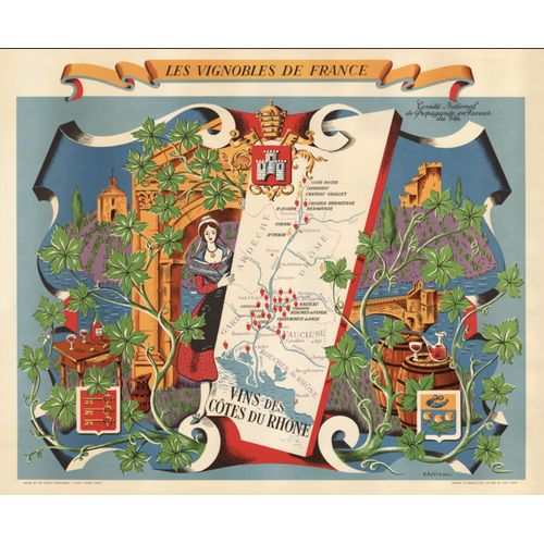 Affiche Cotes Du Rhone Vignoble