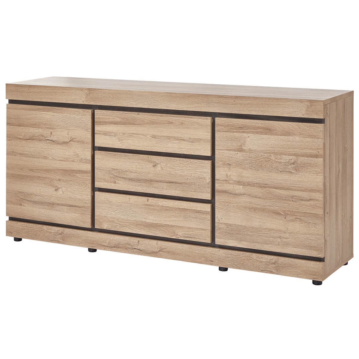 Massire - Buffet 2 Portes 3 Tiroirs Aspect Bois