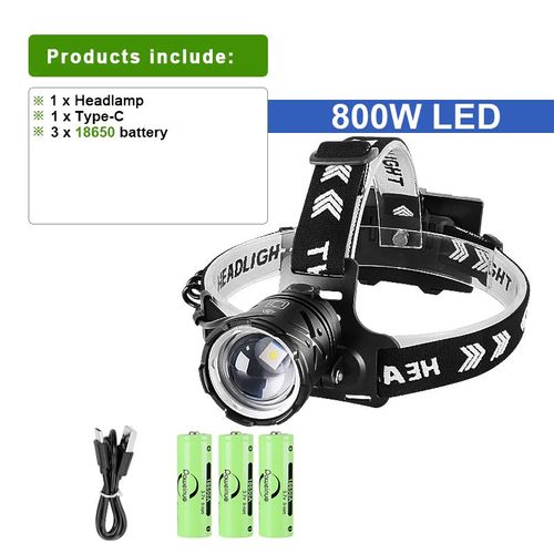 Lampe Frontale Led Aste Pour Sauna De Pêche,Lampe Frontale Ultra Puissante,Lampe De Poche Haute Puissance,Super Lumineuse,800w,18650 - Type Ht336b1-B41