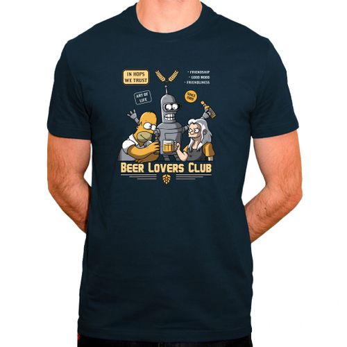 Beer Lovers Club - T-Shirt Humour Homer, Bender Et Bean - Tee Shirt En Coton Bio