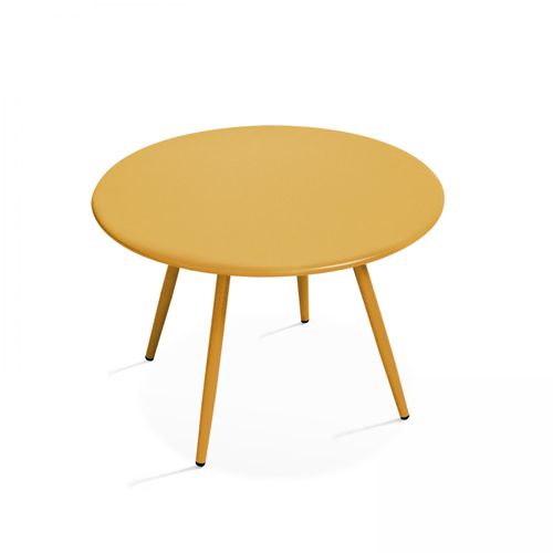 Table Basse Ronde En Acier Jaune