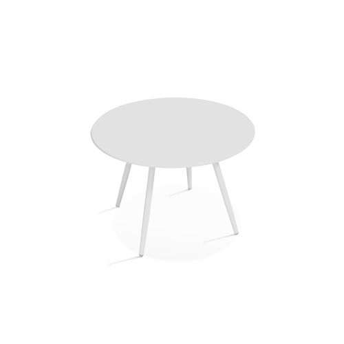 Table Basse De Jardin Ronde En Métal Blanc