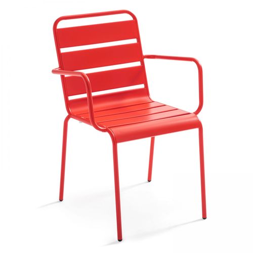 Fauteuil En M?Tal Rouge