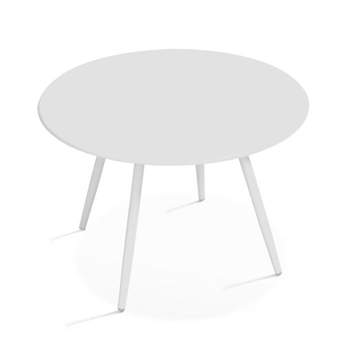 Table Basse Ronde En Métal Blanche