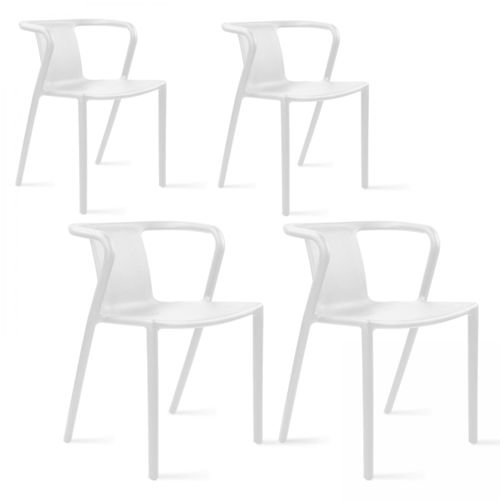 Lot 4 Chaises Plastiques Polypropylène Blanc