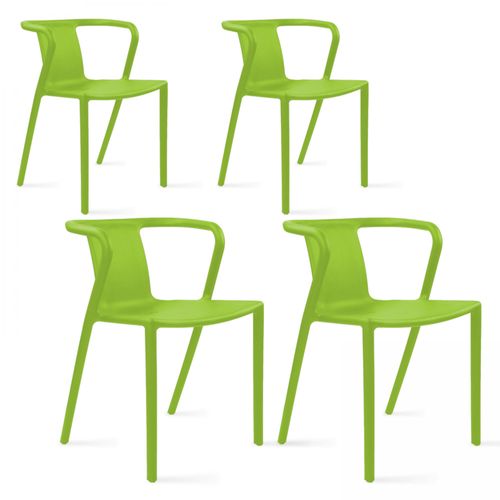 Lot 4 Chaises Plastiques Polypropylène Vert