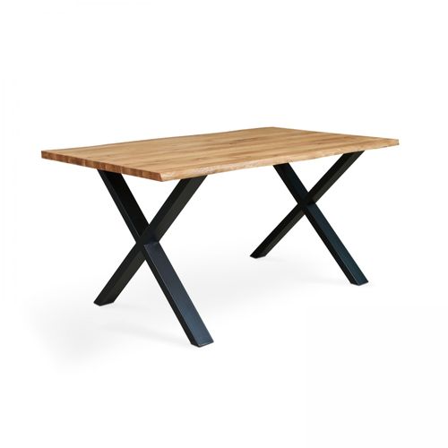 Table En Bois Avec Bords Irréguliers Et Piètement En X