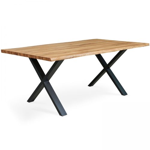 Table En Bois Avec Bords Irréguliers Et Piètement En X