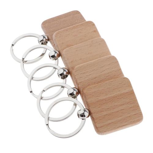 5pcs Porte-Clés Personnalisé en Bois 7 Formes pour Diy Bricolage