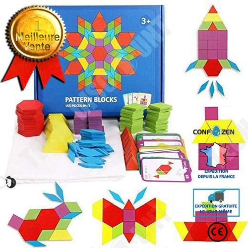 155 Pièces Montessori Puzzle Tangram En Bois Enfant Éducatif Jeu De Géométrique Jigsaw Jouets Apprentissage Cadeau Noël Anniversaire