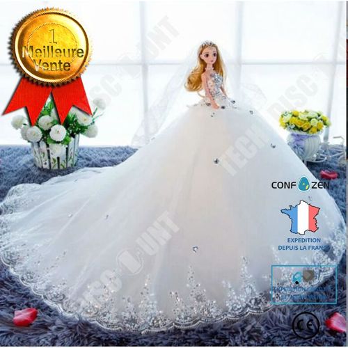 Poupée-50cm Joint Long Tail 3d Real Eye Poupée De Mariage Fille Princesse Jouet Cadeau De Noël-Blanc