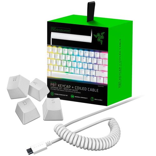 Razer Pbt Keycap + Coiled Cable Upgrade Set, Us/uk - Weiß
