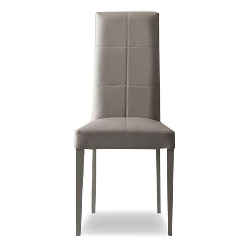 Chaise Class En Tissu Enduit Polyuréthane Façon Cuir Gris Glacé