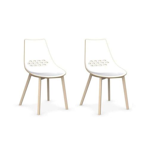 Lot De 2 Chaises Jam W Nougat Piétement Hêtre Blanchi