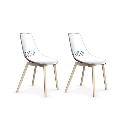 Lot De 2 Chaises Jam W Grège Piétement Hêtre Blanchi