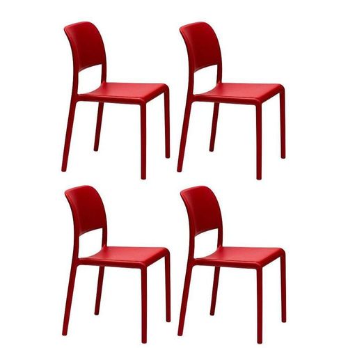Lot De 4 Chaises River Empilables Design Coloris Rouge.