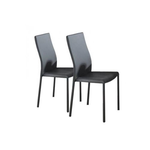 Lot De 2 Chaises Design Hellen Polyuréthane Façon Cuir Gris Pieds Écopelle Gris Titane