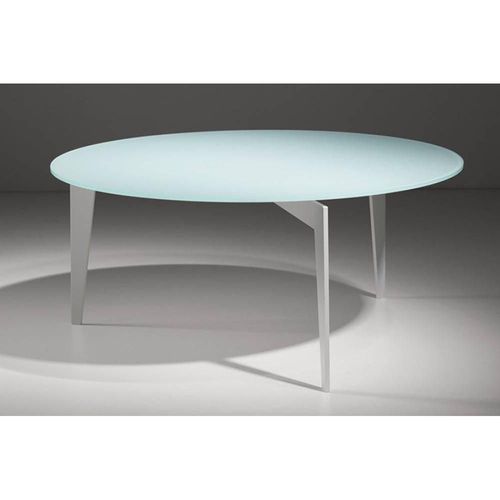 Table Basse Ronde Miky En Verre Blanc
