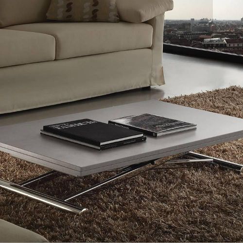Table Basse Relevable Extensible Lift Wood Gris Béton 110 X 70 Cm