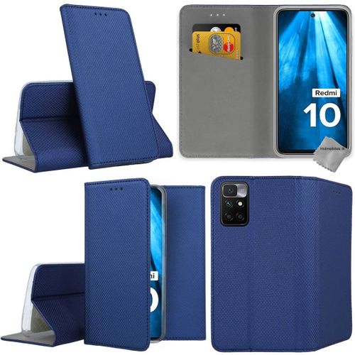 Housse Etui Coque Pochette Portefeuille Pour Xiaomi Redmi 10 + Verre Trempe - Bleu Magnet