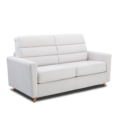 Canapé Stormio Convertible Express 140 Cm Matelas 16 Cm Dossier Haut Velours Blanc Nacré
