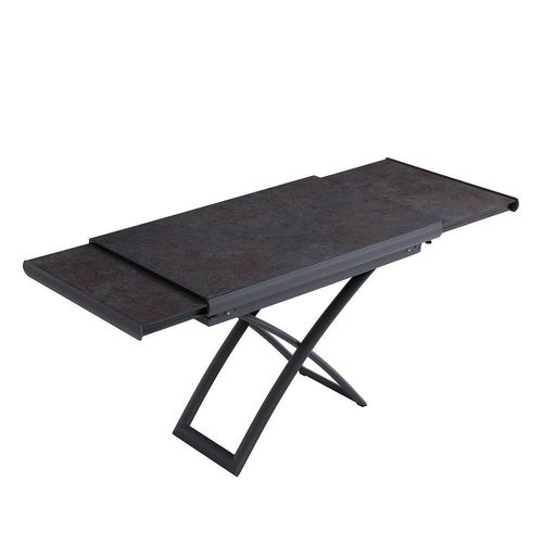 Table Relevable Extensible Mirage Compacte Céramique Anthracite 106/186 X 71 Cm