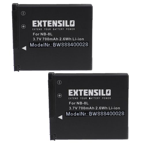 EXTENSILO 2x Batteries compatible avec Canon PowerShot A2200, A3000 IS, A3000IS, A3100IS appareil photo, reflex numérique (700mAh, 3,7V, Li-ion)