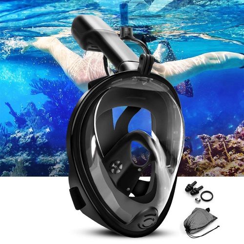 Snorkel Masque Avec Fixation Pour Caméra Gopro, Masque Snorkeling Plein Visage 180° Antibuée Et Antifuite Taille L/Xl