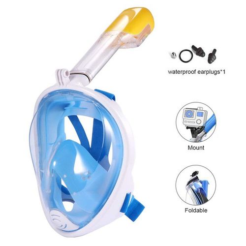 Masque De Plongée Plein Visage 180°Visible Anti-Brouillard Anti-Fuite Snorkel Masque Pour Gopro Taille L/Xl
