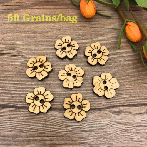 Boutons En Bois De Fleur De Prunier, 50grains/Sac Ou 100grains/Sac, Scrapbooking, Couture Artisanat, Boutons Décoratifs Pour Vêtements Faits À La Main, 18mm