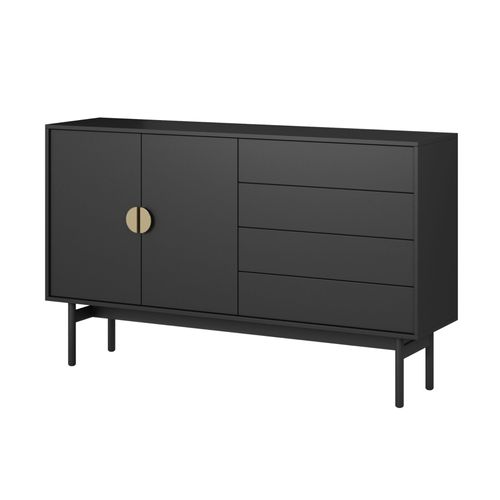 Buffet 2 Portes Et 4 Tiroirs Noir 154 Cm
