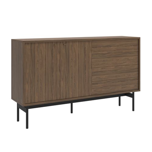 Buffet 2 Portes Avec 4 Tiroirs Aspect Noyer 154 Cm